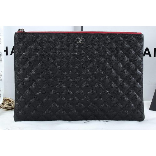 Pochette Chanel A6952 Cannage Pattern in pelle nera