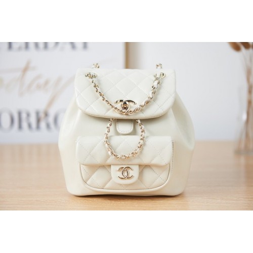 Zaino Chanel pelle di pecora pelle originale AS2908 bianco