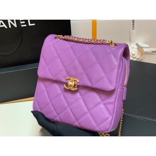 Zaino in pelle di vitello martellata Chanel Original Leather AS3108 Lavanda