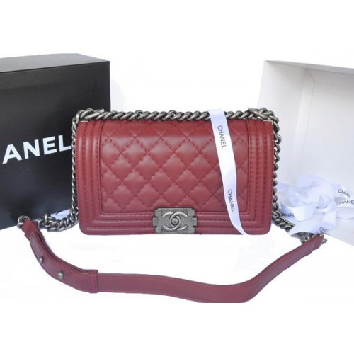 Chanel Boy Borsa a tracolla con patta originale in pelle di vitello A67086 bordeaux