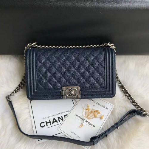 Chanel Boy Flap Borsa a tracolla in pelle di vitello originale A67086 RoyalBlue