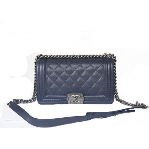 Chanel Boy Flap Borsa a tracolla in pelle di vitello originale A67086 RoyalBlue