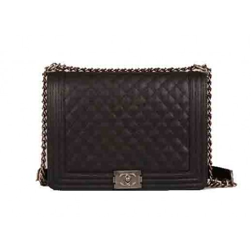 Chanel Boy Borsa a tracolla con patta Original Cannage Pattern A67087 nera