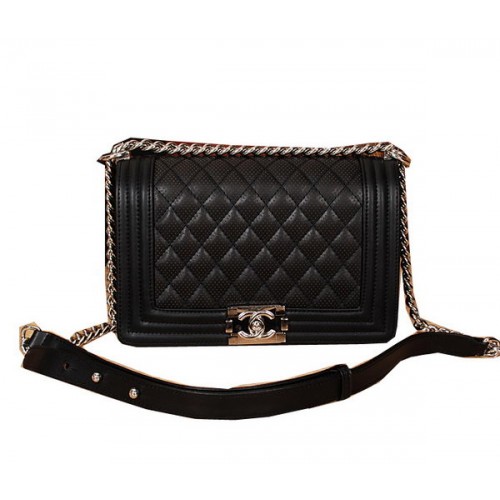 Chanel Boy Borsa a tracolla con patta in pelle originale A6870 nera