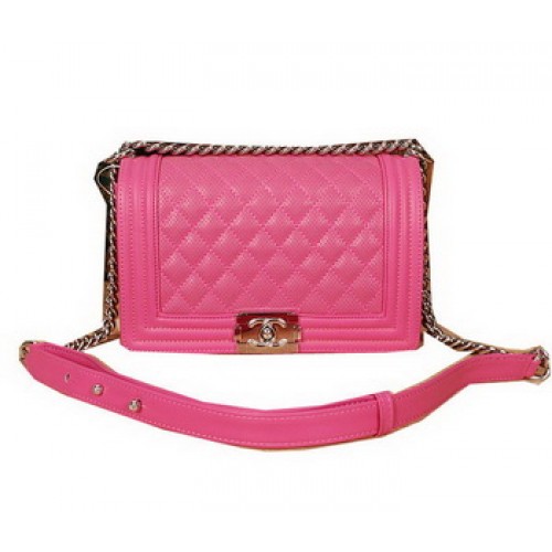 Chanel Boy Borsa a tracolla con patta in pelle originale A6870 rosa