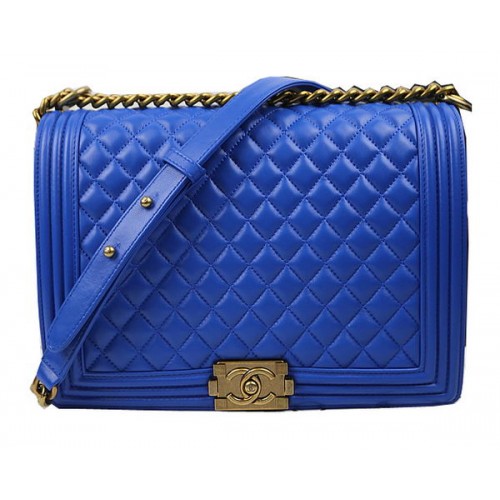 Chanel Boy Borsa a tracolla con patta originale in pelle di montone A67087 blu
