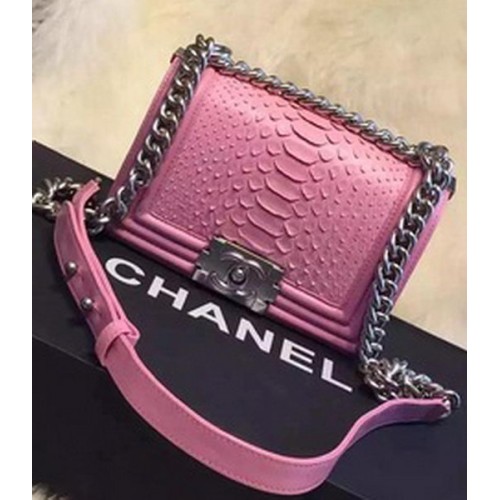 Chanel Boy Flap Borsa a tracolla in pelle di pitone A66094 Rosa