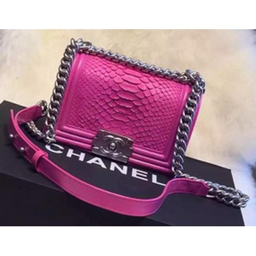 Chanel Boy Borsa a tracolla con patta in pelle di pitone A66094 rosa
