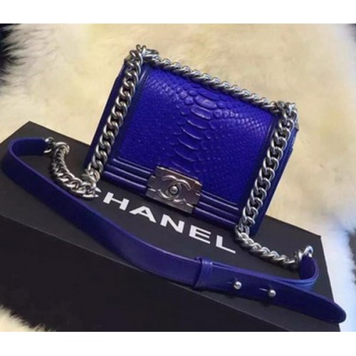 Chanel Boy Flap Borsa a tracolla in pelle di pitone A66094 Royal