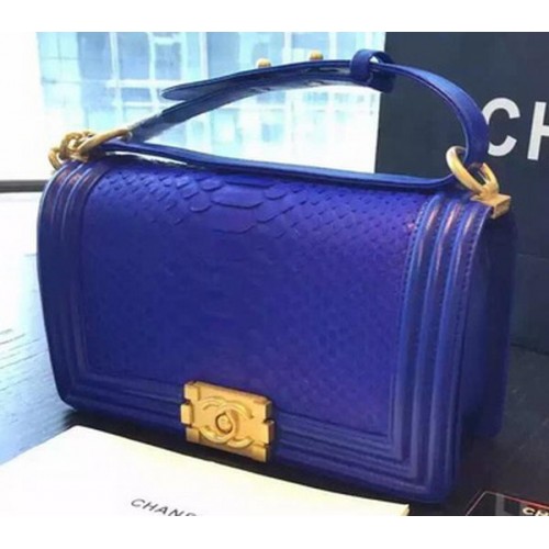 Chanel Boy Borsa a tracolla con patta in pelle di pitone reale A66095 oro