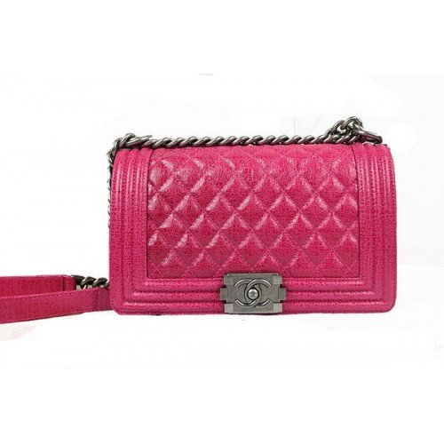 Borsa a spalla Chanel Boy Flap in pelle craquelé smaltata originale A67025 rosa
