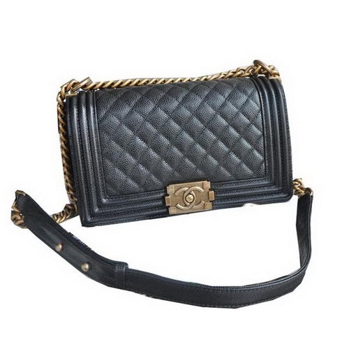 Chanel Boy Flap Borse a tracolla in pelle nera modello Cannage A67086 oro