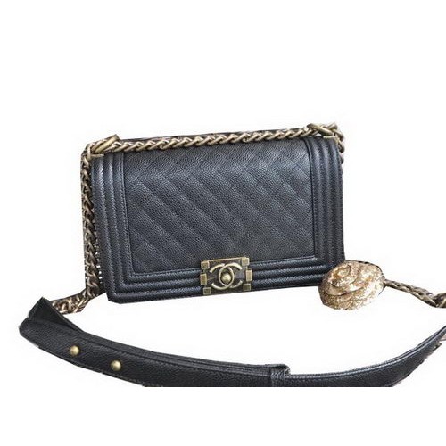 Chanel Boy Flap Shoulder Bags Cannage Pattern Leather A67086 Nero