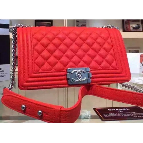 Borse a spalla Chanel Boy Flap Pelle di cervo A67086 Rosso