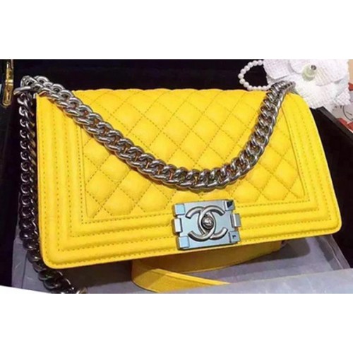 Chanel Boy Flap Borse a tracolla Pelle di cervo A67086 Giallo