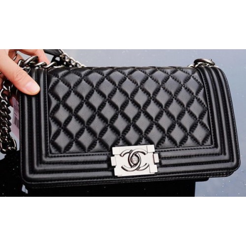 Borse a tracolla Chanel Boy Flap pelle di montone A67086 nero