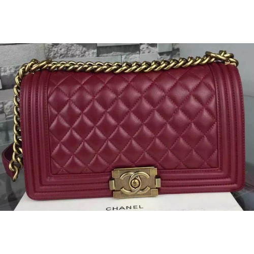 Borse a spalla Chanel Boy Flap Pelle di montone A67086 Borgogna