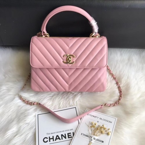 Chanel CC originale borsa con patta in pelle di agnello con manico superiore A92236V fibbia in oro rosa