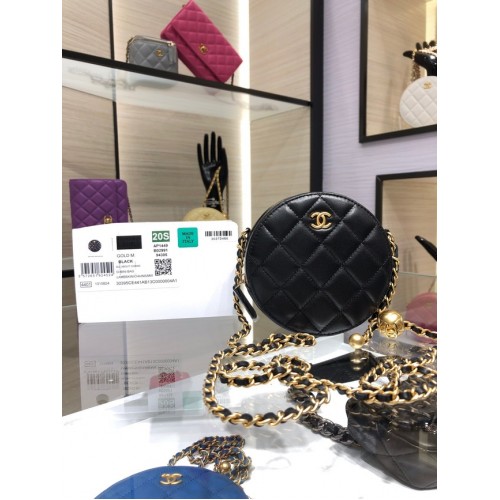 Chanel POCHETTE CON CATENA Pelle di agnello in metallo color oro AS1449 nera