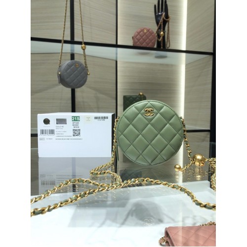 Chanel POCHETTE CON CATENA Pelle di agnello in metallo color oro AS1449 verde