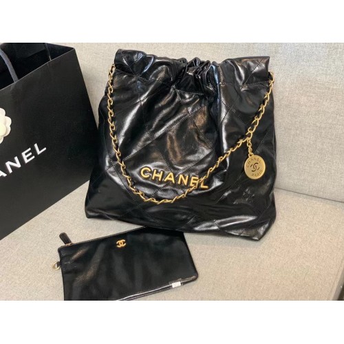 Borsa shopping Chanel in pelle di vitello AS3261 nera