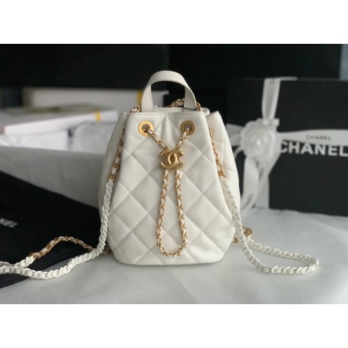 Zaino Chanel in pelle di vitello Original Leather AS3211 bianco