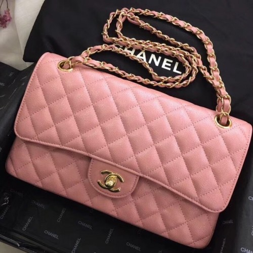 Chanel pelle di vitello metallo tono oro A01112 rosa