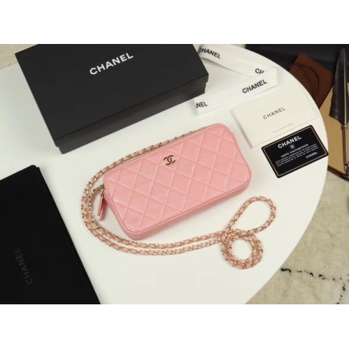 Chanel pelle di vitello metallo tono oro A82527 rosa