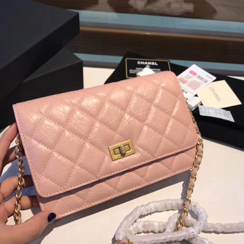 Chanel pelle di vitello metallo tono oro S33814 rosa