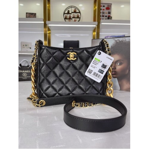 Borsa a tracolla Chanel in pelle di vitello AS3111 nera