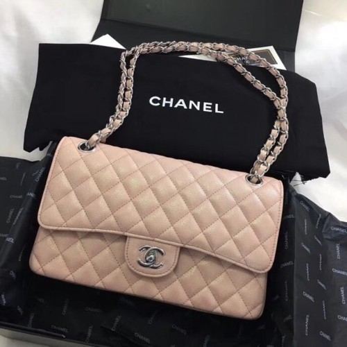 Chanel pelle di vitello metallo tono argento A01112 nude