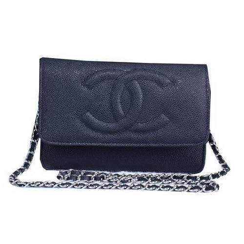 Borsa a tracolla con patta in pelle con motivo Chanel Cannage A8892 Royal