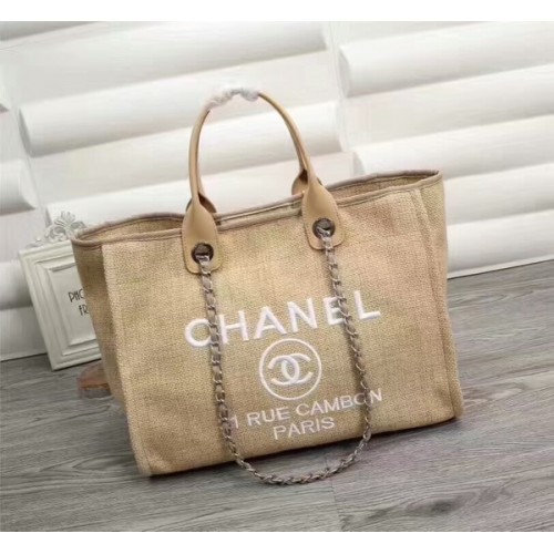 Borsa shopping tote in pelle di tela Chanel 68047B