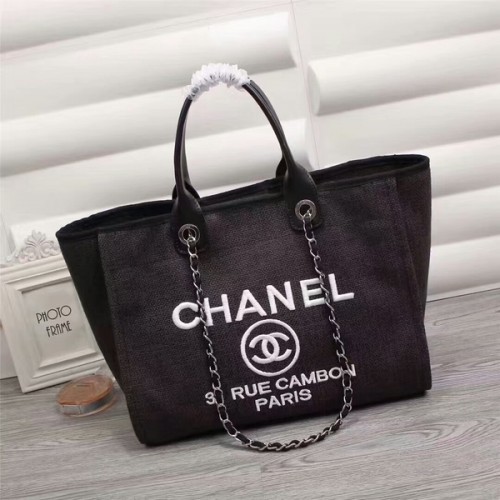 Borsa shopping tote in pelle di tela Chanel 68047C