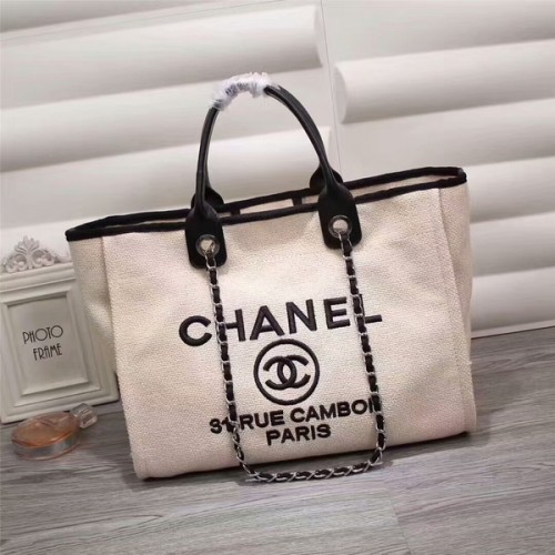 Borsa shopping tote in pelle di tela Chanel 68047F
