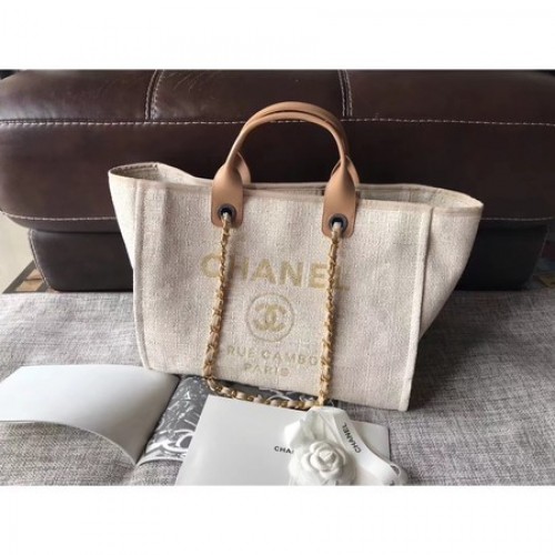 Chanel Canvas Original Leather Shoulder Shopping Bag A2369 cremoso