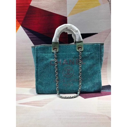 Borsa shopping a spalla in tela Chanel A2369 verde