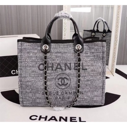 Borsa shopping tote in tela Chanel 8099 grigia