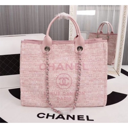 Borsa shopping tote in tela Chanel 8099 rosa