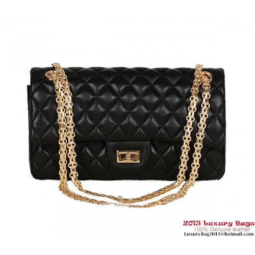 Borsa Chanel Classic 2.55 Series Pelle di montone nera 1112 Gold