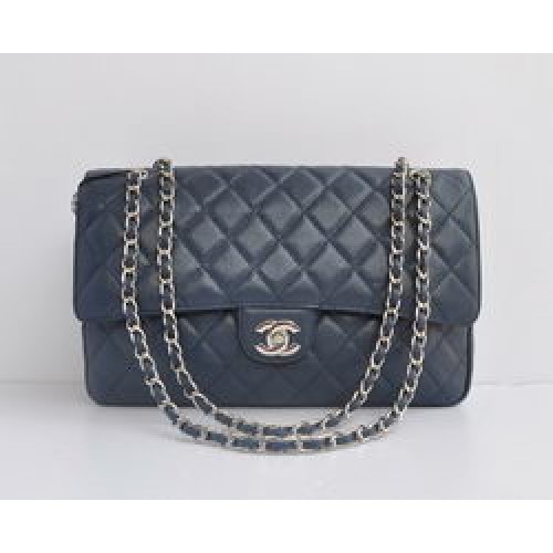 Chanel Classic 2.55 Series Light Blue Caviar Silver Chain Borsa con patta trapuntata 1113