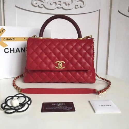Borsa Chanel Classic Top Handle rosso scuro Original Caviar Leather A92215 rosso