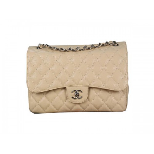 Chanel Classic Flap Bag 1113 Apricot Original Cannage Pattern Pelle Argento