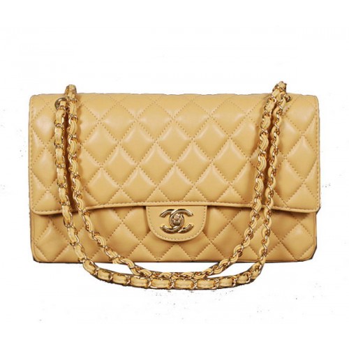 Chanel Classic Flap Bag 1113 Albicocca Pelle di pecora oro