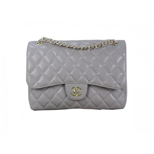 Chanel Classic Flap Bag 1113 Grey Original Cannage Pattern Leather Gold
