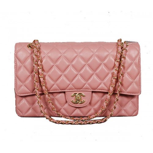 Chanel Classic Flap Bag 1113 Pelle di pecora rosa oro