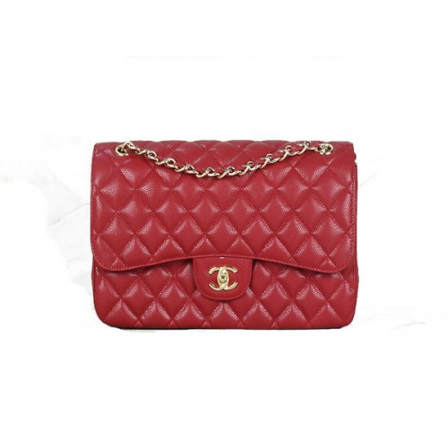 Chanel Classic Flap Bag 1113 Red Original Cannage Pattern Pelle Oro