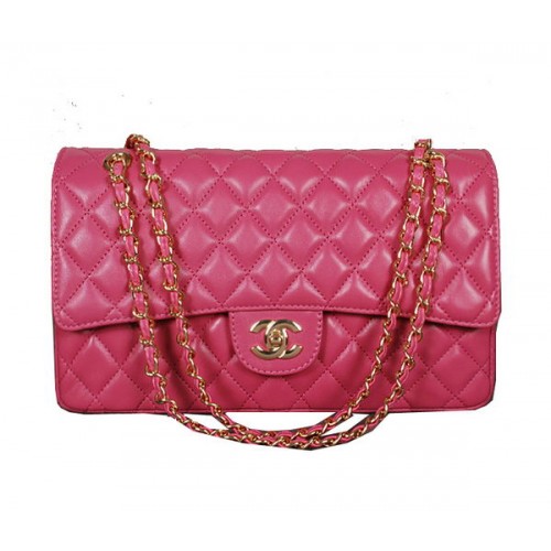 Chanel Classic Flap Bag 1113 Pelle di pecora rosa oro