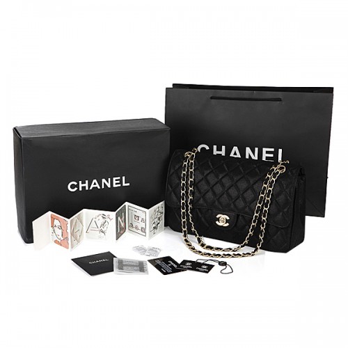 Chanel Classic Flap Bag 2.55 Series Original Grain Leather CHA1112 Nero