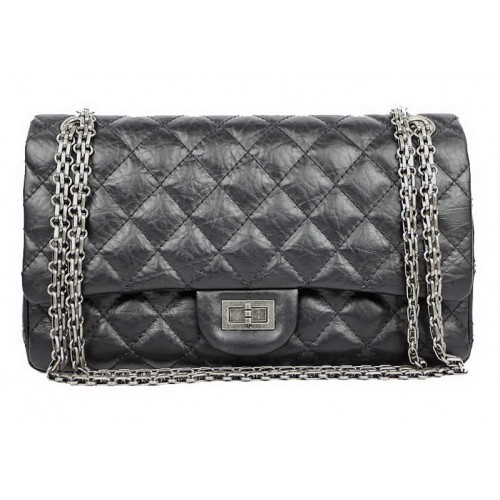 Chanel Classic Flap Bag A37587 Pelle originale nera argento